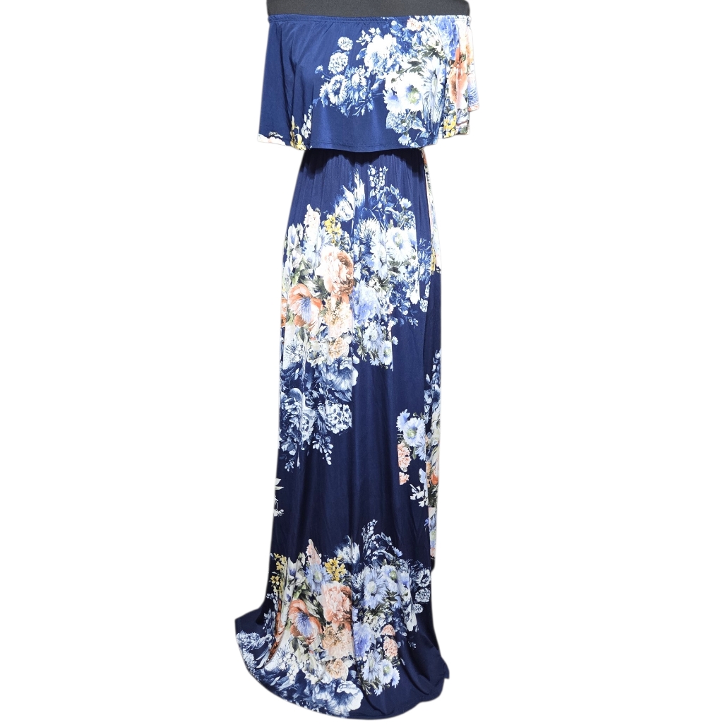 Bellamie Navy Floral Maxi Dress Size S